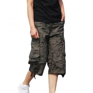 Pantacourt Homme Cargo Camouflage Multi-poche Bermuda Homme - Vert foncé