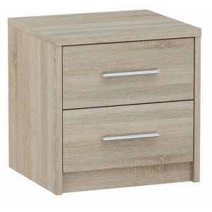 BODO Table de Chevet 2 tiroirs - Panneau stratifi&eacute; poign&eacute;es satin&eacute;es couleur Ch&ecirc;ne Sonoma - Montage facile