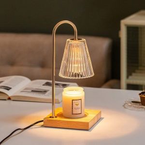 R&eacute;chaud &agrave; Bougie &Eacute;lectrique Lampe avec Minuterie et Variateur pour Ambiance Chauffe-Plat &Eacute;l&eacute;gant et Moderne (Champagne)