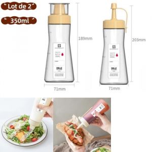 Shaker à Vinaigrette 350ml 2pcs Mélangeur pour sauce saladeSiropHuile-Jaune