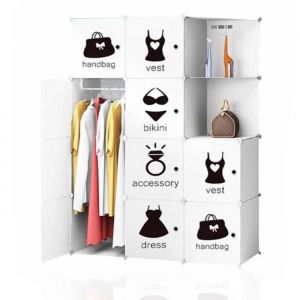 TD® Armoire penderie cubes-étagère de rangement modulables plastiques économique simple et moderne vêtements couleur blanche