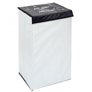 Panier à Linge - PARIS PRIX - Modèle Garçon - 58cm - Noir & Blanc - Pliable et Lavable