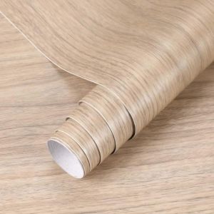 5 * 0.6M Stickers Meubles Bois Imperméable en PVC Papier Peint Auto-Adhésif pour Armoire de Cuisine Stickers(Chêne Clair B) A4