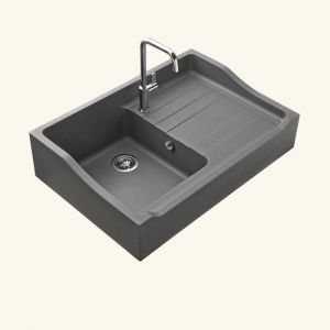 &Eacute;vier timbre doffice granit gris K&uuml;mbad TAMARIN - 1 bac 1 &eacute;gouttoir