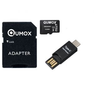 Carte Micro SD SDHC SDXC 16Go 16g classe 10 avec adaptateur SD Qumox + 2 en 1 Lecteur Carte m&eacute;moire MICRO SD SDXC USB A TYPE C