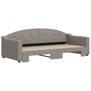 Lit banquette 2 places - Canapé/Lit de jour avec gigogne - multifonctionnel - taupe 90x200 cm CAL8822100