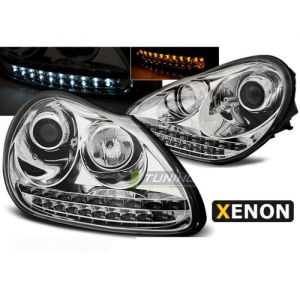 Paire de feux phares Porsche Cayenne 02-06 Daylight led xenon chrome