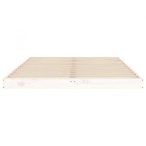 BURKE* Lit simple 120x190 cm Structure de lit classique sans matelas blanc bois de pin massif- LL7270