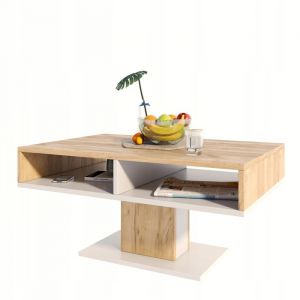 Table Basse INES Chêne artisan-blanc - Table de salon Style contemporain - 100 x 50 x 50 cm