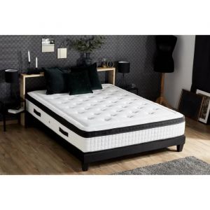 CONFORT DESIGN Quatuor Matelas + sommier 160 x 200 - Ep.30 cm - 4 technologies - Ressort/Mémoire/Latex/HR - Fabriqué en France