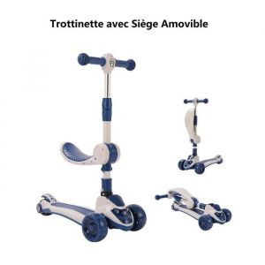 Bleu Trottinette Pliable pour enfant 2-8 ans Willonin&reg; Patinette Scooter roulante &agrave; LED avec Si&egrave;ge Amovible et Hauteur R&eacute;glable
