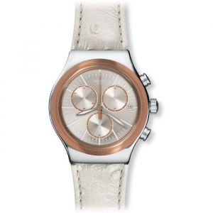 Montre - Swatch - Yvs412 - Cuir Blanc - Quartz - Affichage Analogique