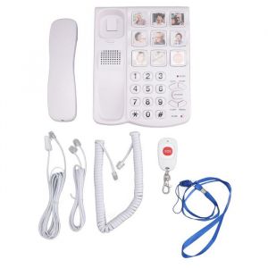 SURENHAP téléphone fixe câblé Téléphone à gros bouton pour les seniors 9 sur les gros boutons de la sonnerie bureau calculatrice