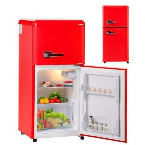 R&eacute;frig&eacute;rateur mini cong&eacute;lateur haut - 2 portes 60 L (22+38) - L 42cm x H 84cm - Rouge