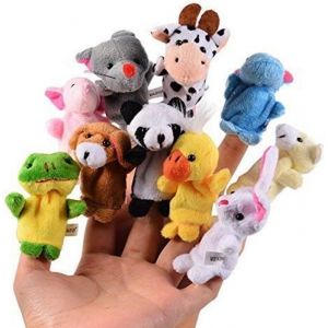 Lot de 10 petites figurines danimaux marionnettes &agrave; main marionnettes en peluche accessoires pour anniversaire f&ecirc;te denfants