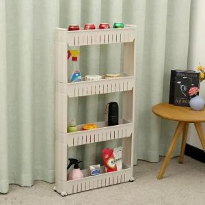 Desserte de cuisine &Eacute;tag&egrave;re Meuble Chariot de niche Rangement sur 4 &eacute;tages pour Salle de Bain Cuisine Bureau Biblioth&egrave;que