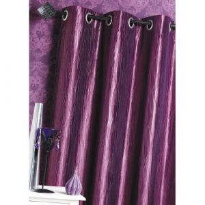 Rideau dAmeublement - HOME MAISON - Taffetas Froissé - Violet - Œillets - 135 x 260cm