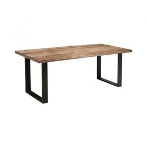 Table de salle &agrave; manger LODEN 200 cm &ndash; Plateau en bois massif de manguier et pieds en m&eacute;tal noir