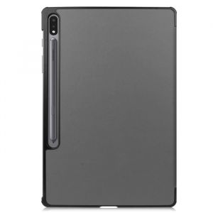 Samsung Galaxy Tab S7 Plus / FE / Lite Etui &agrave; trois volets cuir PU / PC gris