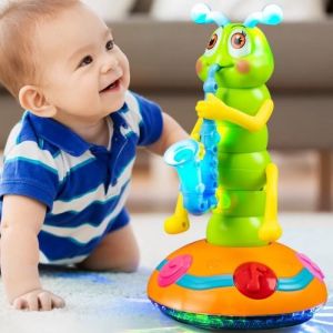 Jouet Musical - Chenille - Saxophone Électrique - Lumières Clignotantes - Danse - Cadeau Bébé 1 an