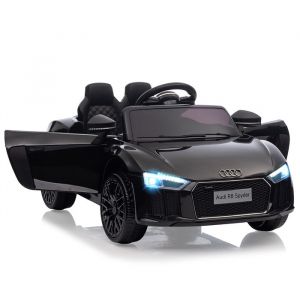 Voiture Electrique Enfants Audi R8 Spyder Con Licenza 12V V&eacute;hicule  Enfant Avec Suspension 3 Vitesses LED Klaxon -Noir