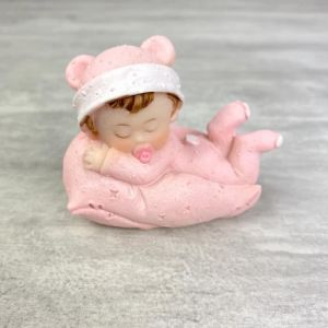 Figurine B&eacute;b&eacute; Fille - Unique - Coussin Rose - R&eacute;sine - 76 x 6 cm - Babyshower Bapt&ecirc;me