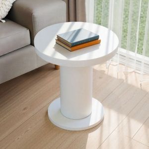 Table basse ronde moderne Table dappoint Canapé Table Petite Table à Manger Style Moderne Meuble de salon 39x39x42cm Blanc