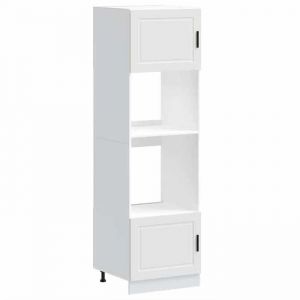 (SOLDE d&eacute;t&eacute;)Armoires de four/Colonne de cuisine - 2 pcs Porto - Pieds r&eacute;glable - blanc bois ding&eacute;nierie Aspect &eacute;l&eacute;gant*3823
