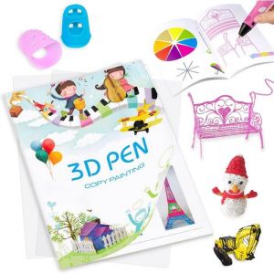 Livre de modeles 3D pour stylo 3D 40 motifs reutilisables avec 2 plaques transparentes Cadeau creatif pour enfants