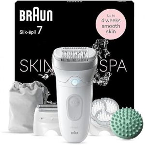 Épilateur - BRAUN - Silk-épil 7 SkinSpa - Tête Large - Épilation Confortable - Accessoires Inclus