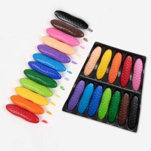 Lot de 12 crayons de couleur pour enfants - Boîtes de cacahuètes lavables - Sécurité colorée - Crayons à cire - Kit pour graffiti