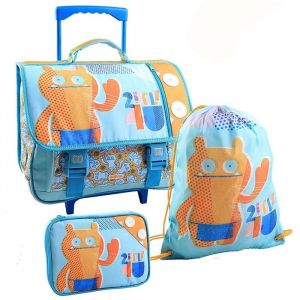 Ensemble Cartable &agrave; roulettes 41 CM + Sac piscine + Bo&icirc;te &agrave; crayons Uglydolls Wage