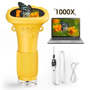 Kids Pocket Microscope Microscope Portable avec &eacute;cran IPS 2 et 8 lumi&egrave;res LED pour la Photo et la vid&eacute;oCadeau Microscope