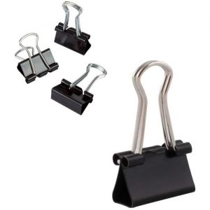 Pinces Double ClipBinder ClipsPapier Métal Pince a Dessinpour notes Papier à lettre Clip Fournitures de bureaunoir30pcs(15 mm)
