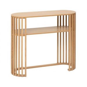 Table console d&eacute;corative &agrave; lignes arrondies coloris beige - Longueur 100 x Profondeur 35 x Hauteur 85 cm