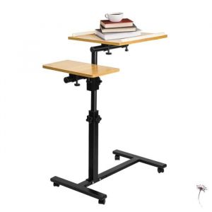 MENGDA Table de Lit pour Ordinateur Meuble de Bureau Hauteur R&eacute;glable Metal +MDF