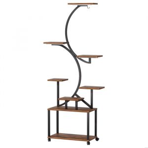 Porte Plantes en Métal Étagère Fleur à Fleurs Escalier Support pour Pot de Fleur 155x50x26cm pour Jardin Balcon Terrasse Marron