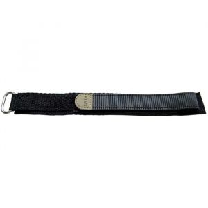 Bracelet montre velcro noir 20mm avec anneau en acier inoxydable