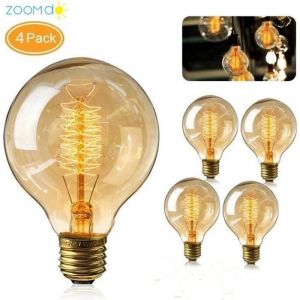 Ampoule Globe Vintage Edison E27  - Blanc Chaud 40W - Lot de 4