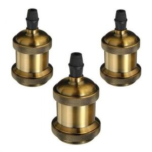 3 Pack Douille Vintage E27 en Cuivre C&eacute;ramique - Lustre R&eacute;tro Sans Fil