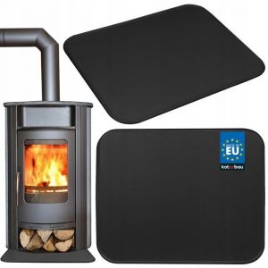 Plaque de protection sol pour po&ecirc;le de chemin&eacute;e - 48x60 cm - en acier rev&ecirc;tu par pulv&eacute;risation - Noir - Kotarbau