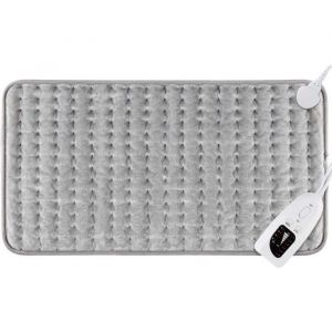 Coussin Chauffant Electrique 60 x 30 cm Couverture Chauffant Cervicales avec 6 Niveaux de Température Minuterie Arrêt