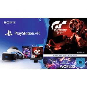 Sony PlayStation VR + PS Camera + PS VR Worlds + GT Sport Casque de visualisation d&eacute;di&eacute; Noir Blanc 100&deg; Monotone OLED