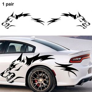 Autocollants Voiture Loup - 1 Set 130x50cm - Adhésif Vinyle pour Jeep/SUV/Camion - Stickers Latéraux Résistants - Noir