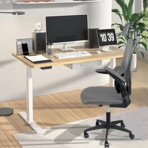 MIPAN FAUTEUIL DE BUREAU Chaise de bureau ergonomique avec accoudoirs t&ecirc;ti&egrave;re et roulettes r&eacute;glables 125*65.5*64cm gris