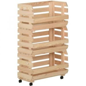 407&reg;Neu Meuble Chariot &agrave; l&eacute;gumes - Desserte de cuisine sur roulettes Desserte chariot de service 37x30x80 cm Bois de pin solide Ret