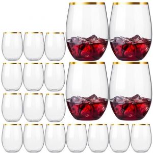 Verres &agrave; Vin Jetables Sans Pied Tasses &agrave; Vin en Plastique Verres &agrave; Cocktail &agrave; Whisky Verres &agrave; Boire Transparents pour la F&ecirc;Te