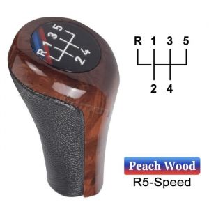 Bois de p&ecirc;che &agrave; 5 vitesses - Pommeau de levier de vitesse en cuir pour BMW E46 E90 E92 E39 X1 M Logo