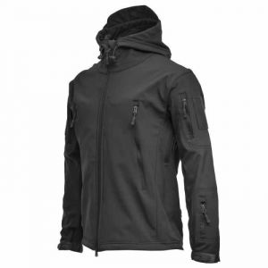 Veste Militaire Homme Imperméable Effet Peau de Requin - ECELEN - Randonnée - Noir