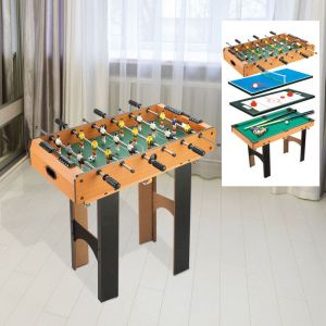 Table multi jeux 4 en 1 babyfoot billard air hockey ping-pong avec accessoires en bois 92L x 78l x 80H cm